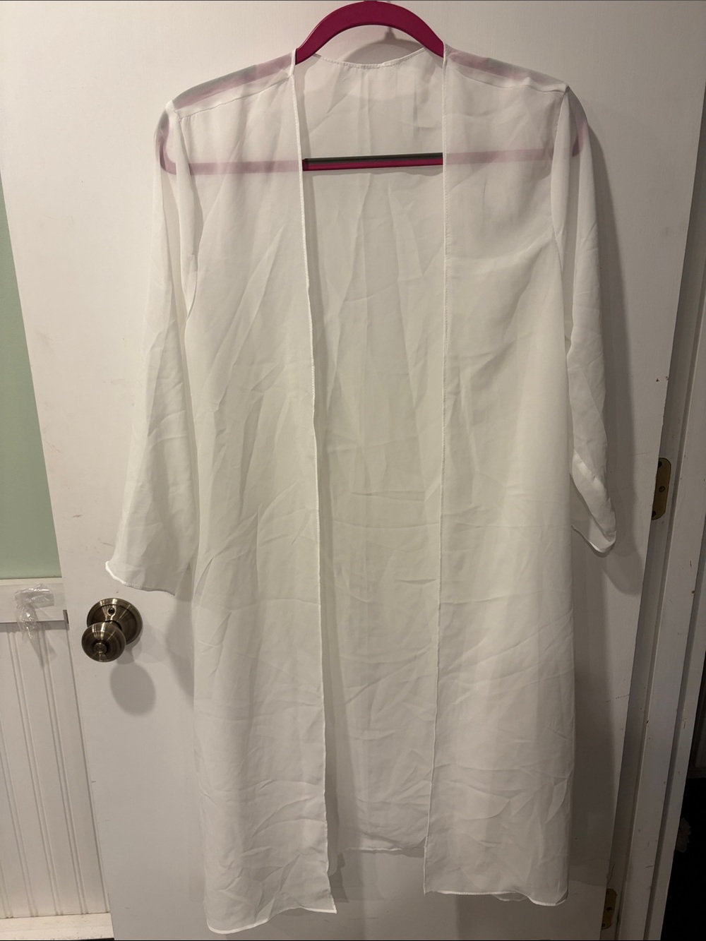 No brand Lightweight Sheer White Duster Kimono size M
